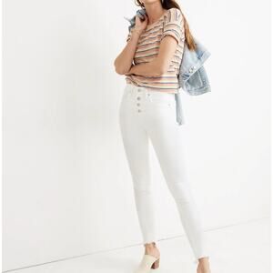 NEW Madewell Petite 10" High Rise Skinny Jeans in Pure White Step Hem
